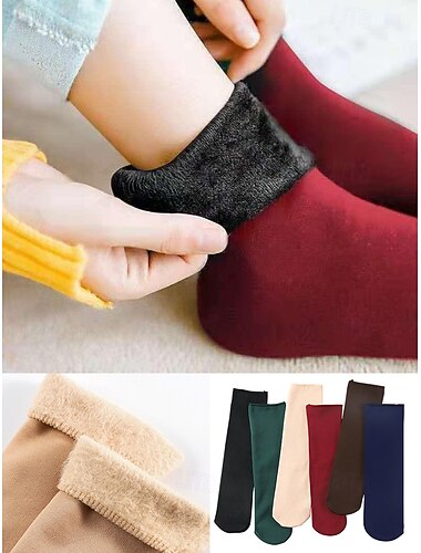  مجموعة جوارب حرارية مبطنة بالصوف للنساء، جوارب شتوية ناعمة ودافئة بألوان متعددة، هدية عيد ميلاد مريحة للطقس البارد والارتداء المنزلي
