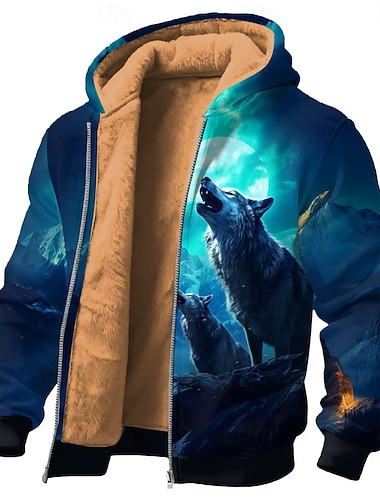  Miesten Susi Fleece Huppari Takki College Klassinen Metsästys Pitkähihainen Tiukka pyöreä kaula-aukko ulko- Retkeily Sininen Sulkea jnk vetoketju Syksy Talvi Suunnittelija S M L XL 2XL 3XL