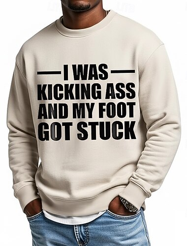  Per uomo Gergo divertente Felpa Moda Quotidiano Casual Manica Lunga Girocollo Casa Sport all'Aperto Abbigliamento casual alla moda Blu chiaro Viola chiaro Verde Cachi Grigio chiaro Girocollo 3D Tutte