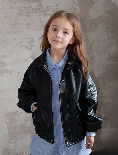 Παιδιά Κοριτσίστικα Μαύρο δερμάτινο μπουφάν Jachetă Συμπαγές Χρώμα Μοντέρνα Φερμουάρ Τσέπη Αντιανεμικό ΕΞΩΤΕΡΙΚΟΥ ΧΩΡΟΥ Παλτό Εξωτερικά ενδύματα 4-12 χρόνια Φθινόπωρο Μαύρο   Παιδιά Κοριτσίστικα Μαύρο δερμάτινο μπουφάν Jachetă Συμπαγές Χρώμα Μοντέρνα Φερμουάρ Τσέπη Αντιανεμικό ΕΞΩΤΕΡΙΚΟΥ ΧΩΡΟΥ Παλτό Εξωτερικά ενδύματα 4-12 χρόνια Φθινόπωρο Μαύρο