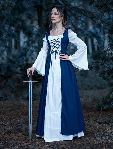  Ретро Средневековый Эпоха возрождения Платья Платье Леди Викинг Эльфийский Маскарадный костюм Жен. Селтик фантазия Отпуск Маскарад На каждый день Взрослые Платье