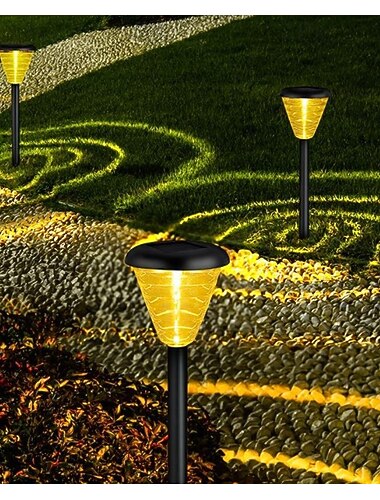  luci solari da esterno impermeabili, luci solari da vialetto con luce calda/colorata, luci da giardino con accensione/spegnimento automatici, illuminazione da giardino alimentata a energia solare per