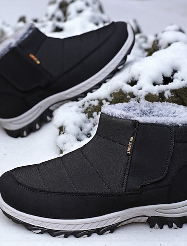  męskie ciepłe zimowe buty śniegowe z podszewką z futra, antypoślizgowe buty do kostki na wędrówki w zimne dni i do noszenia na co dzień