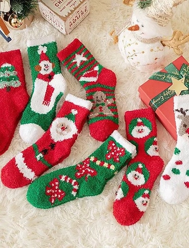  Damen Crew Socken Dicke warme Wintersocken Weihnachten Outdoor Ferien Polyester Basic Klassisch Lässig Elastisch Warm 1 Paar