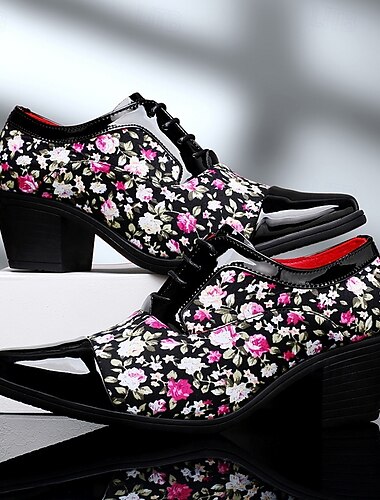  Chaussures à talons hauts noires à motif floral pour homme – Design élégant et tendance, parfaites pour les événements formels, les tenues tendance et les sorties en soirée