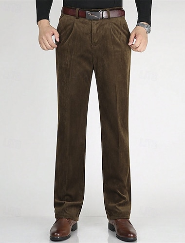  رجالي بنطلونات بدلة بنطلون مضلع تشينوز جيب Buttons سهل راحة رسمي مناسب للحفلات عمل موضة الطراز الكلاسيكي أسود كوفي مرن نسبياً