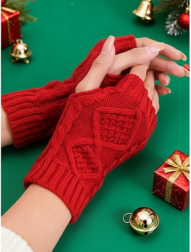 guanti senza dita in maglia da donna, comodi scaldamani invernali in maglia a trecce, eleganti accessori regalo di Natale per donne   guanti senza dita in maglia da donna, comodi scaldamani invernali in maglia a trecce, eleganti accessori regalo di Natale per donne