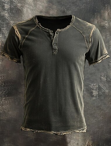 Herren T Shirt Henley Hemd T-Shirt Kurzarmshirt Kurzarm Henley Sommer Einfach Vintage Mode Designer Patchwork Urlaub Straße Ausgehen Grau Top T-Shirt für Herren   Herren T Shirt Henley Hemd T-Shirt Kurzarmshirt Kurzarm Henley Sommer Einfach Vintage Mode Designer Patchwork Urlaub Straße Ausgehen Grau Top T-Shirt für Herren