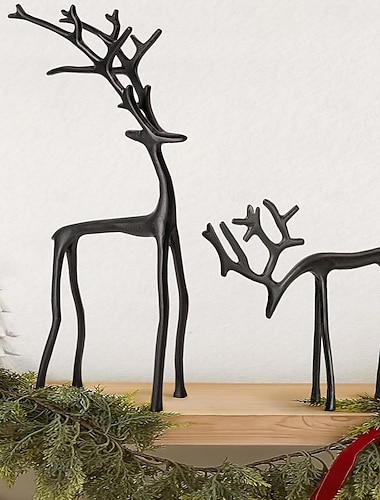 تماثيل رنة عيد الميلاد، منحوتات معدنية مقلدة لرنة عيد الميلاد، تماثيل عيد الميلاد الحديثة باللون الأسود، زينة أنيقة لطاولة عيد الميلاد على شكل رنة   تماثيل رنة عيد الميلاد، منحوتات معدنية مقلدة لرنة عيد الميلاد، تماثيل عيد الميلاد الحديثة باللون الأسود، زينة أنيقة لطاولة عيد الميلاد على شكل رنة