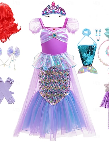  Semana del libro 2026: La Sirenita, cuento de hadas, princesa Ariel, vestido, disfraz, cola de sirena, personajes de cuentos, película, cosplay para niñas, carnaval infantil, actuación mundial, evento escolar, disfrazarse