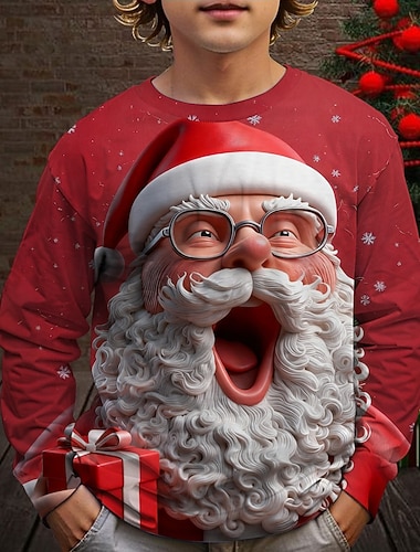 Новогодняя тематика Мальчики 3D Дед Мороз Футболка Длинный рукав Весна Осень Мода Классический Дети 4-12 лет Вырез под горло на открытом воздухе Повседневные Стандартный   Новогодняя тематика Мальчики 3D Дед Мороз Футболка Длинный рукав Весна Осень Мода Классический Дети 4-12 лет Вырез под горло на открытом воздухе Повседневные Стандартный