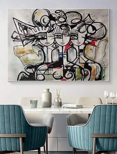 Peinture à l'huile sur toile faite à la main, décoration murale moderne style graffiti, tendance pour chambre à coucher, décoration d'intérieur, cadre tendu, peinture suspendue / toile roulée (sans   Peinture à l'huile sur toile faite à la main, décoration murale moderne style graffiti, tendance pour chambre à coucher, décoration d'intérieur, cadre tendu, peinture suspendue / toile roulée (sans