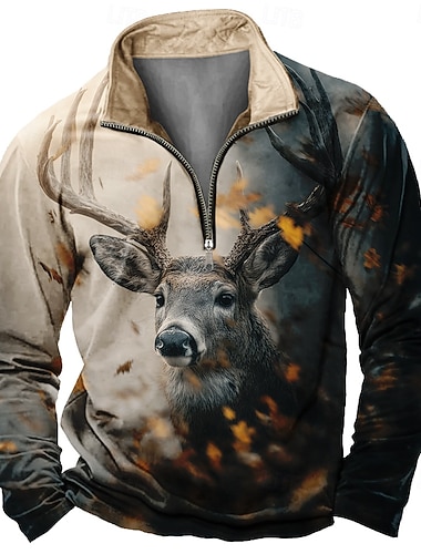  رجالي أيل كنزة الرياضات موضة يوميا كاجوال كم طويل السحاب الأماكن المفتوحة المنزل مناسب للحفلات عمل ملابس الشارع أسود أصفر بني الخريف كل الفصول مصمم S M L XL XXL XXXL