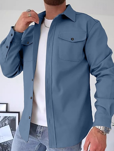  Miesten Paita Rento paita Flanellipaita Button Up paita Päällyspaita Musta Laivaston sininen Sininen Vaalean harmaa Armeijan vihreä Pitkähihainen Tavallinen Kaulus Päivittäin Bile Vaatetus Muoti