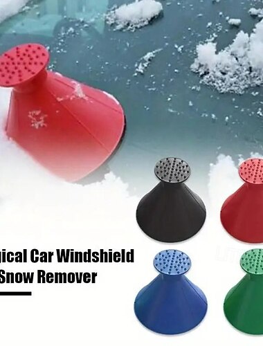  4dílná sada škrabek na sníh na čelní sklo auta – kouzelná lopata na led, kulatá plastová lopata na sníh do auta, nástroj pro odklízení sněhu, zimní příslušenství k vozidlům