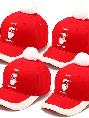 Дети Мальчики Девочки Головные уборы Классический Новогодние подарки Для вечеринок Дед Мороз Красный   Дети Мальчики Девочки Головные уборы Классический Новогодние подарки Для вечеринок Дед Мороз Красный