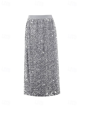 Damen Rock Paillettenrock Mode Glanz & Glamour Lässig Midi Mittlere Taille Röcke Pailletten Mikroelastisch Party Büro / Karriere Schwarz Grau Herbst Spandex Samt   Damen Rock Paillettenrock Mode Glanz & Glamour Lässig Midi Mittlere Taille Röcke Pailletten Mikroelastisch Party Büro / Karriere Schwarz Grau Herbst Spandex Samt