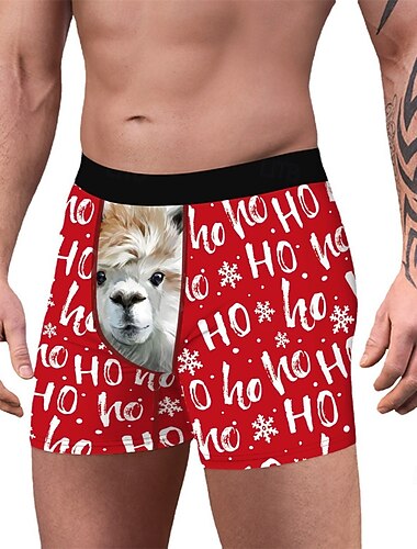  Chat Chien Pyjama de Noël Boxer Short Sous-Vêtements cadeau de Noël Homme Drôle Noël Motif Adultes Noël Nouvel An la veille de Noël Noël Soirée