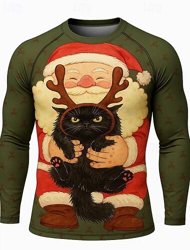  Vánoce Pánské Koşu Tişörtü Gymnastická košile Fitness košile 3D tisk Dlouhý rukáv Vrchní část oděvu ulice Ležérní Podzim Grafika Ter Emen Prodyšné Sportovní sportovní oblečení Sportovní oděvy Trávov