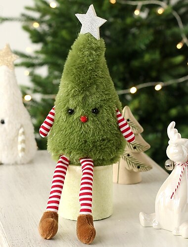  στολίδι λούτρινης κούκλας χριστουγεννιάτικου δέντρου, χαριτωμένη διακόσμηση τραπεζιού λούτρινης κούκλας χριστουγεννιάτικου δέντρου, εορταστικό σπίτι &ειδώλιο επίδειξης διακόσμησης πάρτι