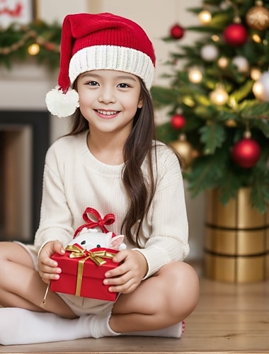 Дети Мальчики Девочки Головные уборы Классический Новогодние подарки Для вечеринок Контрастных цветов Красный   Дети Мальчики Девочки Головные уборы Классический Новогодние подарки Для вечеринок Контрастных цветов Красный