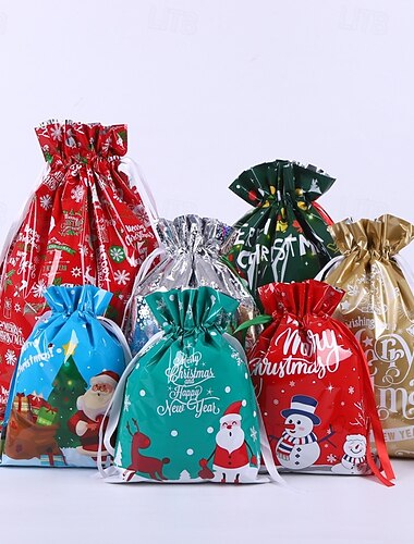  35 sacchetti regalo con coulisse per le feste, sacchetti in lamina di Natale, sacchetti per regali di Natale, bomboniere (grande, media, piccola)