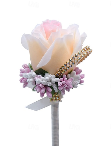 Fiori da polso da sposa Fiore all'occhiello Matrimonio / Evento / Festa Nastri / Perline / Tessuti Floreale   Fiori da polso da sposa Fiore all'occhiello Matrimonio / Evento / Festa Nastri / Perline / Tessuti Floreale