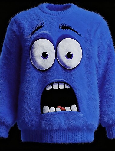  醜いクリスマスセーター 男性用 グラフィック 3Dプリント プルオーバーセーター ニット クルーネック カジュアル アウトドア クリスマスギフト バケーション 保温 長袖 秋 冬 ルビーレッド ブルー パープル