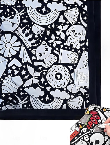 gör-det-själv-målarfiltskit, kreativ personlig filt, mysig heminredning, utan färgglada markörer, perfekt för födelsedagar och högtider, present till speciella tillfällen   gör-det-själv-målarfiltskit, kreativ personlig filt, mysig heminredning, utan färgglada markörer, perfekt för födelsedagar och högtider, present till speciella tillfällen