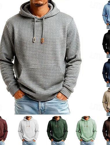  Homme Sweat à capuche Sweat à capuche gaufré Abricot Rouge vin Noir Blanche bleu marine À capuche Uni Poche kangourou Texturé Sport & Loisir Occasionnel Quotidien Streetwear Frais Vêtements de sport