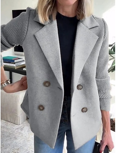  Γυναικεία Casual Jacket Άνετο Αναπνέει Τσέπη Κουμπιά Μοντέρνα OL στυλ Καθημερινό Σκέτο Διακοπές Δρόμος Causal Καθημερινά Ρούχα Σταυρωτό Κοντό Κλασικό Πέτο Κανονικό Μακρυμάνικο Εξωτερικά ενδύματα