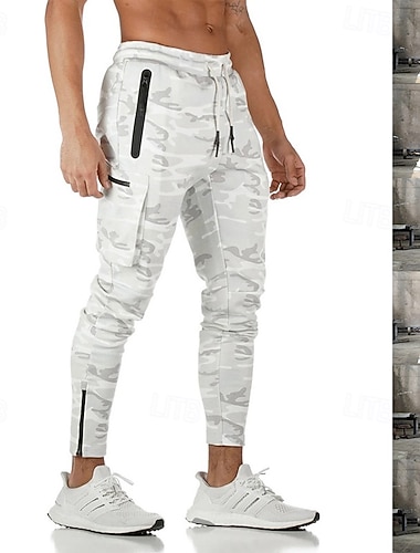  Per uomo Pantaloni della tuta con risvolto Pantaloni Cargo pantaloni sportivi Coulisse Tasca con cerniera Vita Alta Pantaloni Palestra Athleisure Allenamento Primavera Autunno Elastico Palestra