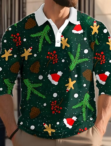 Новогодняя тематика Муж. Пряничные человечки Поло Длинный рукав Футболки поло Лацкан На каждый день на открытом воздухе На каждый день Фестивальный наряд 3D печать Пуговицы Весна Осень Зима   Новогодняя тематика Муж. Пряничные человечки Поло Длинный рукав Футболки поло Лацкан На каждый день на открытом воздухе На каждый день Фестивальный наряд 3D печать Пуговицы Весна Осень Зима