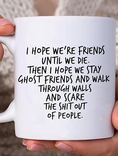  Rolig presentmugg Jag hoppas att vi stannar Spökvännermugg Spöklik vänskapskaffekopp bästa vänner söt julklapp kuslig för evigt vänskapspresent