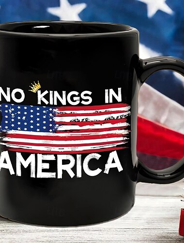  vlastenecký hrnek žádní králové v Americe od Vánoc dárkový hrnek vlastenecký víčko 11oz keramický hrnek na kávu retro hrnek s americkou vlajkou pro muže a ženy Den nezávislosti