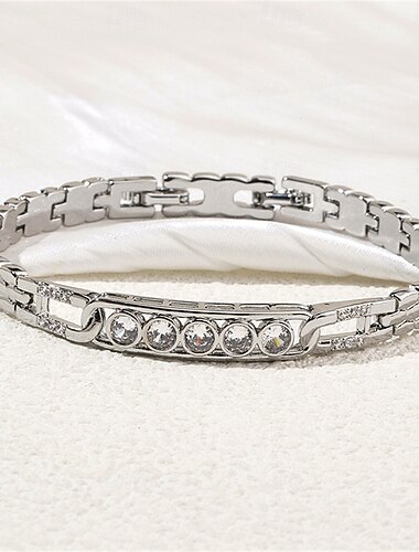  Zirkoni Perinteinen Geometrinen Aakkosen muoto Tyylikäs Muoti Yksilöllinen muodikas Kromi Rannekorun korut Hopea / Kulta Käyttötarkoitus Häät Juhla Kihlaus Tanssiaiset