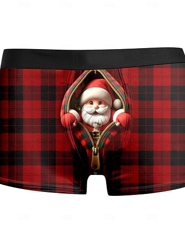  Noël Boxer Short Sous-Vêtements cadeau de Noël père Noël Graphique Nouveautés Drôle pour Homme Adulte Impression 3D  pour Noël Carnaval Nouvel An Soirée