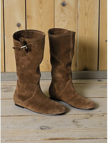  Bruine suède dameslaarzen met imitatiebontvoering voor de winterwarmte, stijlvolle en comfortabele schoenen voor casual gebruik