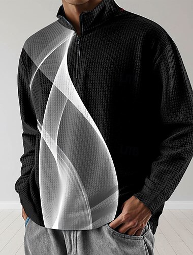  Per uomo Linea Felpa con cappuccio Waffle Felpa Moda Quotidiano Classico Casual Manica Lunga Collo alla coreana Zip a un quarto All'aperto Casa Ufficio Lavoro azzurro cielo Bianco Rosso Blu Con zip