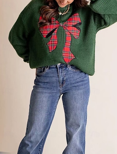  Dámské Vánoční svetr Fair Isle svetr Svetr Rolák Vinobraní Módní Šik ven Grafika Tričkový Pletený Tisk Dlouhý rukáv Běžné topy Plést Denní Dovolená Jdeme ven Vodní modrá Černá Podzim Zima