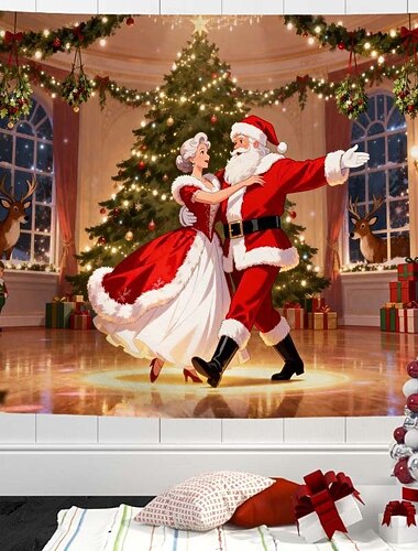  juleteppe veggtepper julenissen juletre moderne stue hjemmedekor