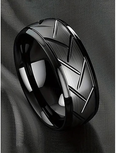 Herrenringe aus Edelstahl mit geometrischem Muster – moderner, langlebiger Ring für Freizeit-, formelle und Hochzeitskleidung   Herrenringe aus Edelstahl mit geometrischem Muster – moderner, langlebiger Ring für Freizeit-, formelle und Hochzeitskleidung