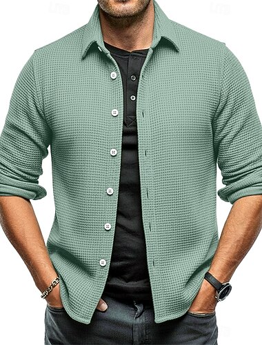 Herren Hemd Waffelhemd Freizeithemd Knopfhemd Schwarz Weiß Wein Marineblau Blau Langarm Einfarbig Einfach Revers Lässig Täglich Bekleidung Mode Streetwear Lässig   Herren Hemd Waffelhemd Freizeithemd Knopfhemd Schwarz Weiß Wein Marineblau Blau Langarm Einfarbig Einfach Revers Lässig Täglich Bekleidung Mode Streetwear Lässig
