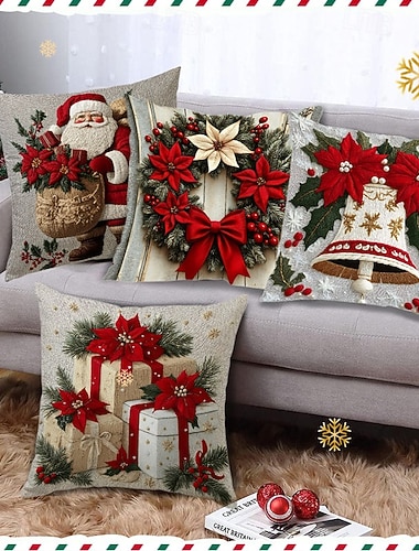  joulu tyynynpäällinen joulupukin kello seppele tyynynpäällinen loma sohva sisustus pehmo tyynyliina