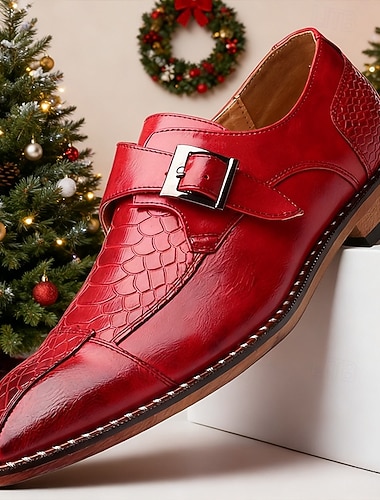 Homens Sapatos de monge Sapatos de Natal Retro Tamanhos Grandes Caminhada Casual Diário Pele PU Confortável Botas Cano Alto Fivela Preto Vinho   Homens Sapatos de monge Sapatos de Natal Retro Tamanhos Grandes Caminhada Casual Diário Pele PU Confortável Botas Cano Alto Fivela Preto Vinho