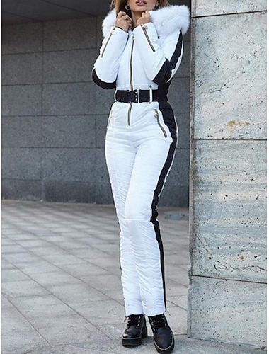  Dámské Běžný Kombinéza Aktivní Pevná barva Dlouhý rukáv Kapuce Vysoký pas Dovolená Denní Běžný Bílá Khaki Jaro