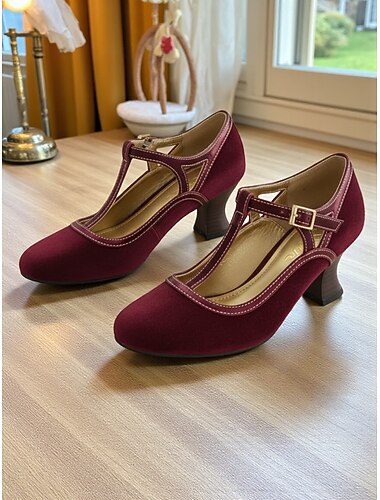  női zöld T-pántos Mary Jane magassarkú, 1930-as évekbeli Edward-korabeli vintage stílusú, kerek orrú, középsarkú cipő retró ruhákhoz, hivatalos eseményekhez és Gatsby partikra