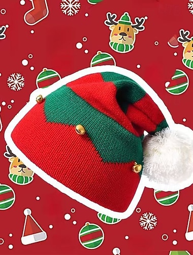 Дети Девочки Головные уборы Классический Новогодние подарки Для вечеринок Контрастных цветов Вязанная Красный   Дети Девочки Головные уборы Классический Новогодние подарки Для вечеринок Контрастных цветов Вязанная Красный