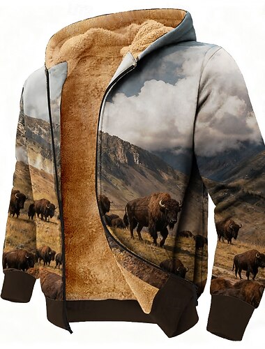  Herr Hjort Fleece Huvtröja Jakke Tröja Klassisk Militär Jakt Långärmad Rund hals Utomhus Camping Svart Brun Kaki Dragkedja Höst Vinter Designer S M L XL 2XL 3XL