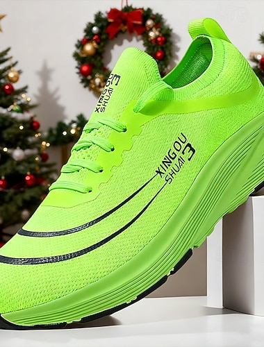  Neongrønne herreløpesko med høyprestasjonssåle – stilig og komfortabelt fottøy til jul og en aktiv livsstil